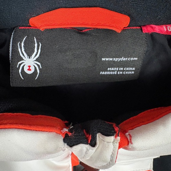Spyder Boys Red White Black Colorblock Ski Jacket Size 10 Winter Snow Coat READ - Picture 3 of 11